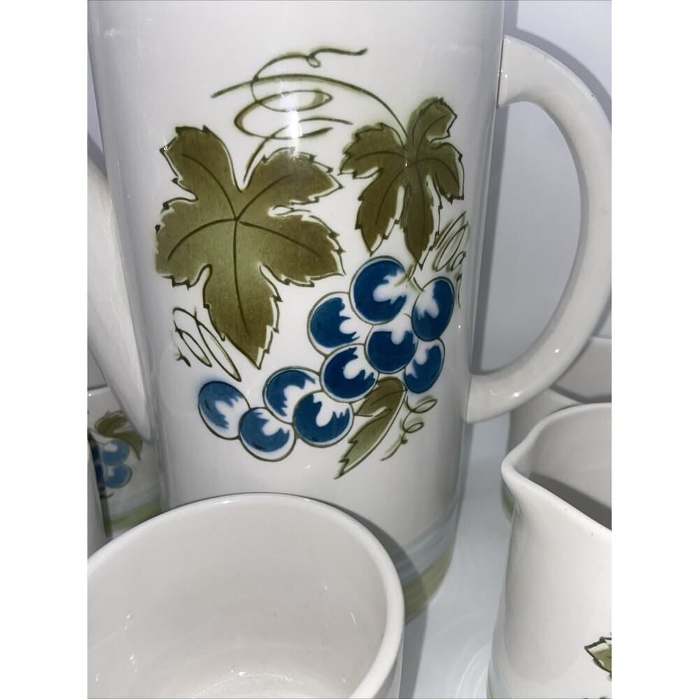 Vintage Sears Harmony House Ironstone Grapes Coffee/Tea Set MCM Japan